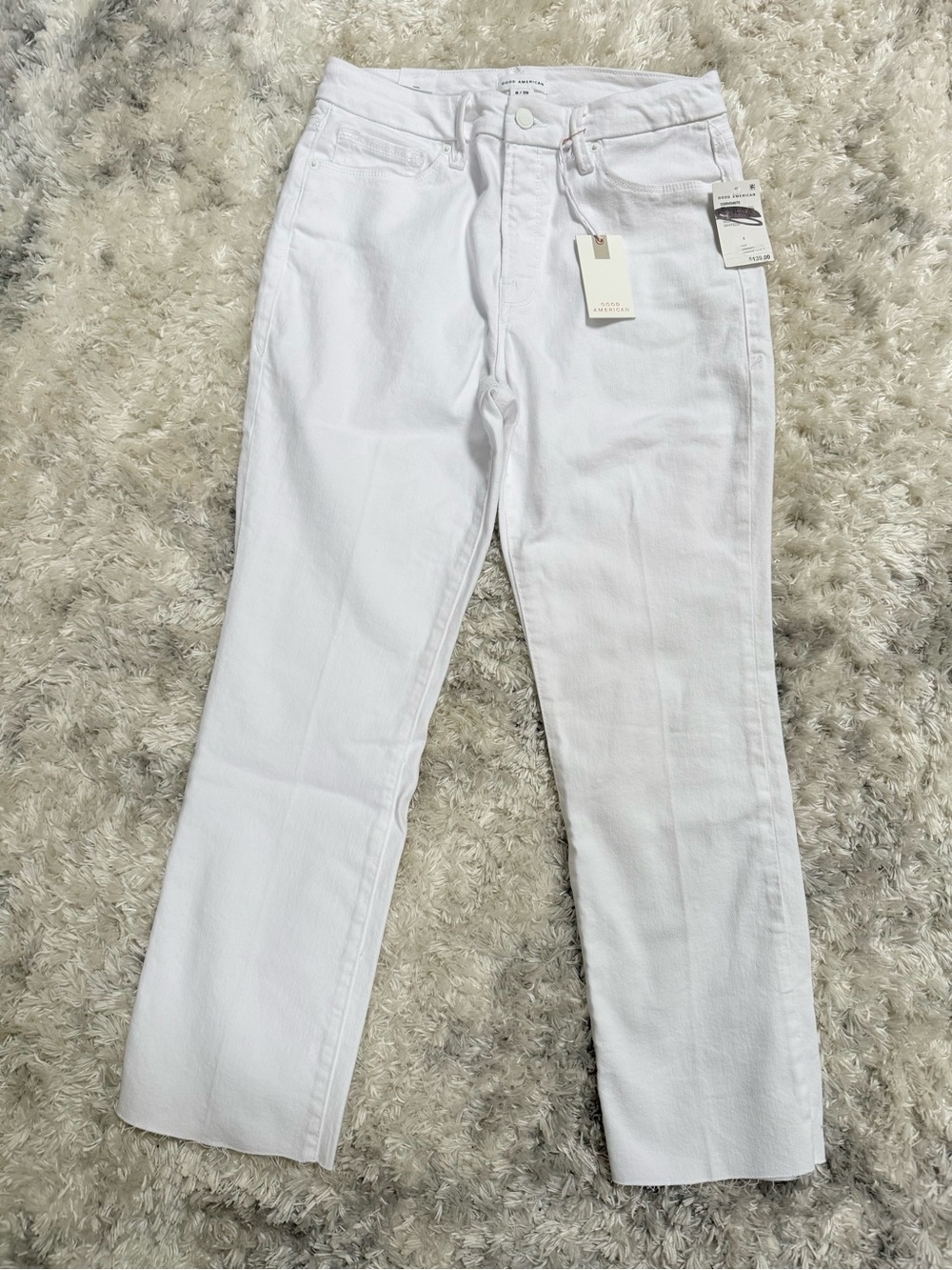 NWT Good American Good Straight Leg Jeans  White Size 8/29